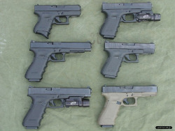 An array of Glocks with different features