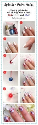 doityourselfproject:  Splatter Paint Nails: (x) Paint your nails and let dry. Place a few drops of polish onto your paper plate and dip one end of the straw into the polish. With your nail on the plate, place the straw about 2-3 inches from your nail