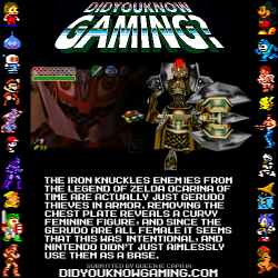 didyouknowgaming:  The Legend of Zelda Ocarina of Time. http://www.youtube.com/watch?v=FquUiAHcNbw  I can’t find any evidence of it but I’ve heard this is the same for the 3DS version. If anyone could confirm/disprove that I’d be grateful. 