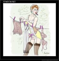 laundry sissy with clitty bow ~ art by satyn