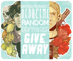 areyoutryingtodeduceme:  Giveaways sort of cheer me up. I like them. They make me happy, and they make you happy. And I’m having a weirdish day, and need a happy boost, so I’m doing a mini give away over the weekend! Here’s the lowdown: There will