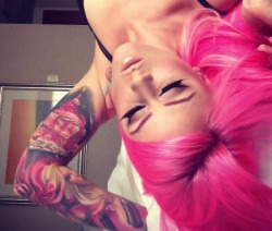 jennyisbold:  #pinkhair & #tattoos  
