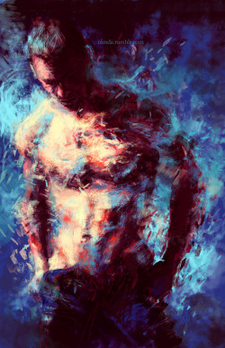 nlmda:  I’ve already made a portrait of Fassy and now it’s time for something more ;) Shhhh, just click it.    Yup, I did enjoy painting this one. As much as my other bare-chested men. And exactly like my other bare-chested men, it’s sketchy and