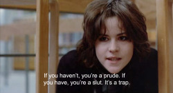 stuffmomnevertoldyou:  decourfeynated:  in which a teen movie from the 80s describes sexual misogyny in three sentences at the eighth grade reading level.  The Breakfast Club came out in 1985, and that double standard is alive and well nearly 30 years