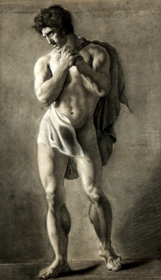 langoaurelian: Michel Martin Drolling  Standing Male Nude, 19th century