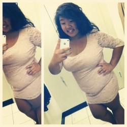 ohdamnlydia:  I saw this dress and really liked it but the back was really ugly. So I ddnt buy it. Iâ€™m likeâ€¦ Heartbroken now lol. #dress #pink #lace #dressingroom #picstitch (Taken with Instagram)