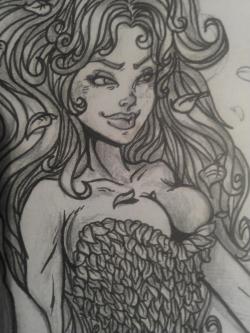 Poison Ivy WIP - Pencil &amp; Ink