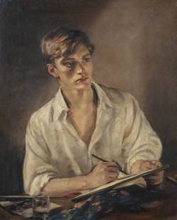 blastedheath:  William Bruce Ellis Ranken (British, 1881-1941), Young Man Sketching. Oil on canvas, 89 x 69 cm. Leamington Spa Art Gallery and Museum. 