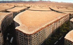  Town designed to look like a drought burdened desert that is stealhy as fuck imagine looking down on that shit from an airplane yo would never know there was a fucking city down there 