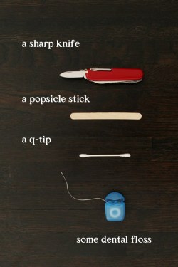 sassysharpshooter:  s0car:  willoughbywallabywoo:  “Tiny Bow &amp; Arrow”  What you’ll need: - sharp knife - popsicle stick - q-tip -dental floss   omfg this is awesome… gonna do later.   