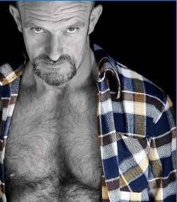 mineshaftnights:  Goateed daddy opened his shirt to show you his fur, he’s checking to see if you are looking. Yeah, you are. So what are you waiting for? 