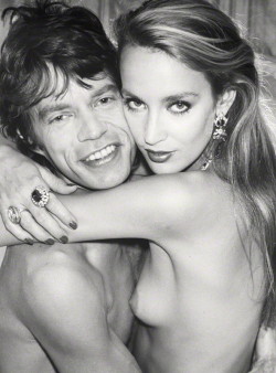polworld: Mick Jagger &amp; Jerry Hall by Norman Parkinson bromide fibre print, July 1981 - National Portrait Gallery, London  
