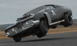 automotivated:  Putting the Mad Max 2 Landau replica up on one wheel, driven by stunt driver George Novak (Scuttle from the original Mad Max). http://www.back2themax.com