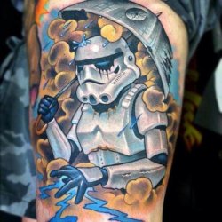 dorkly:  Stormtrooper Tattoo “Now I know why they don’t call us SUNNYtroopers! Eh? Guys?”