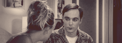 He stares at her lips at the end. Just Kiss the girl Sheldon!