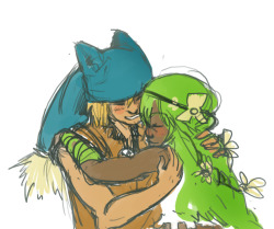 By the same Anonymous DrawFriend who drew the Bad End from last night. Yugo and Amalia embrace in a possible future. C'est l'amour.