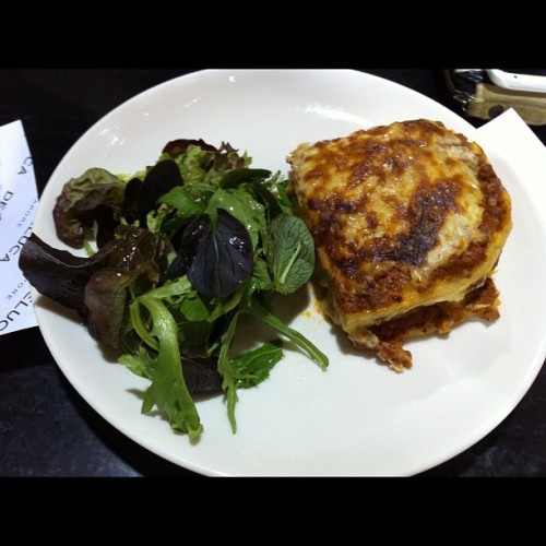 Porn Lasagna and side salad #dinner  (Taken with photos