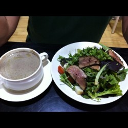 Nicoise salad and truffle soup #dinner  (Taken