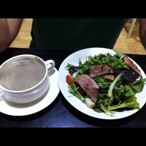 Nicoise salad and truffle soup #dinner  (Taken with Instagram at Dean & Deluca)