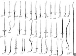 lorienscribe:  Elven Weapons - Silmarillion by Atohas Artist’s comments:  Here is my second version of weapons designs from Silmarillion. I have changed some of them and added some more (with better quality)*Original designs of the weapons of Turgon,
