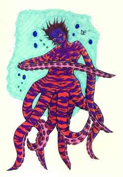 erbart:  Day 8 of The 30 Day Monster Girl Challenge. Today we have The Octopus. I used my friend Laura as reference. Halfway into coloring I realized that I drew the back two tentacles backwards. WHOMP WHOMP. Despite my slip up, I had a lot of fun with