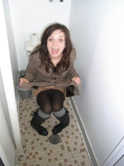 My friend Georgette on the toilet