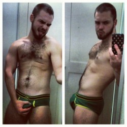 dirtyponyboy-blog:  #nastypig #changingroom #green #briefs #cute #gay #goofy #silly #shirtless #underwear #pup #cub #woof #hot #flex #muscle #dallas @instabeards #instabeards (Taken with Instagram) 