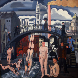 blastedheath:  belgianart: Jean Brusselmans (Belgian, 1884-1953), Le bain des vagabonds, 1936. Oil on canvas, 164.5 x 164 cm. Van Abbemuseum, Eindhoven. 