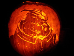 weemiji:  Happy early Halloween everybody, have a Garrus pumpkin (sequel to Thane pumpkin). Carve time = 5 hours. I spend way too much time making useless crap, someone employ me plz =(   That is amazing&hellip;!