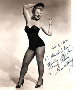       Kena Barry Vintage 50’s-era promo photo personalized (on Oct. 1st - 1954) to an avid Burly-Q enthusiast: &ldquo;To Hirsh Cohen — Wishing the best of every thing — Kena Barry ”..      