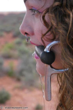 rryder-50:  Ponygirl Petra with nose ring &amp;  drooling around bit - part of a series of some favorite ponygirl &amp; outdoor bondage pics from the past. 