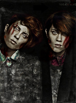 the-bads-got-to-fix-itself:   I made a zombie Tegan and Sara, because Halloween is near.   They could eat me any day . If you know what I mean .