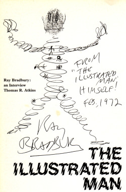 Illustration by Ray Bradbury, from an interview with him in Sight and Sound, Spring 1974. From a collection of magazines given away free by Broadway Cinema. &ldquo;Stage is fantasy; film is reality. The stage should never be real. That&rsquo;s why the