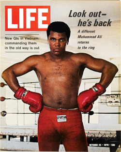 life:  On this day in LIFE magazine — October 23, 1970: Look out, he’s back: A different Muhammad Ali returns to the ring See more LIFE photos of Ali here.