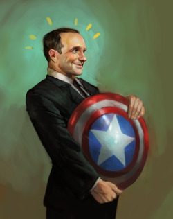 juliedillon:  Fanboy Coulson, gettin’ to hold Cap’s shield. :D I’m so excited about the new S.H.I.E.L.D. show in the works; really glad we get to see more of Clark Gregg in this role. :) 
