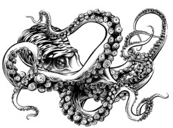 just-art:  Octopussy (with process) by Javier Medellin Puyou