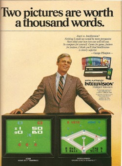 vintagelounge:  Intellivision. Ad from Playboy, December 1981. George Plimpton knew all about graphics and shit.