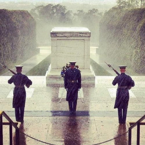 living-life-l0ud:  President Obama told U.S. marines that they don’t have to guard the Tomb of the Unknown Soldier due to Hurricane Sandy, they then told him that they refuse to leave their post. I love this picture because it shows dedication to this