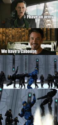 lokilaufeysonthefrostgiant:  caboosealmighty:  We have a Caboose  Red Vs Blue Season 10 Episode 21: True Colors [x] Caboose is the Other Guy lol X3