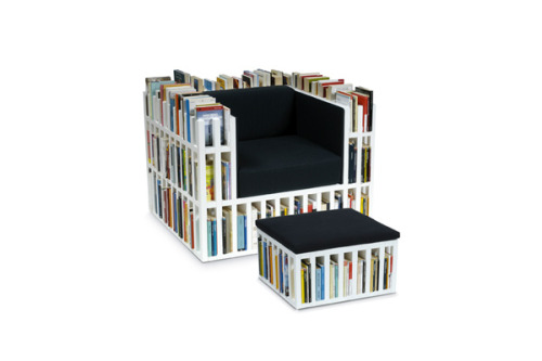 lprocket:  Bibliochaise by Nobody&co I was just thinking how perfect this would be for my humble little apartment when I read the designer’s quote: “Twelve years ago we lived in a tiny flat, full of books but with nowhere to sit. Problems are