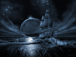 The Flying Dutchman under a full moon (Ghost Ship series by George Grie) http://www.wookmark.com/image/10949/fantasy-art-3d-digital-art-ghost-ship-series-full-moon-rising-flying-dutchman-ghost-ships-pi-wallpaper