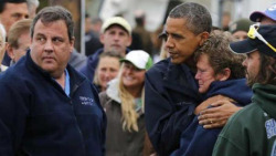 Toinfinityandbey8Nd:  Gawkercom:  President Obama Comforts A Woman In New Jersey