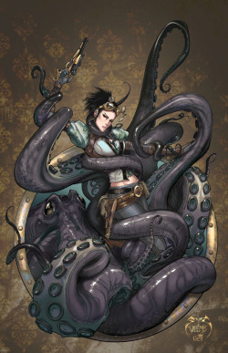 lulubonanza:  Lady Mechanika Octopus attack by ~joebenitez