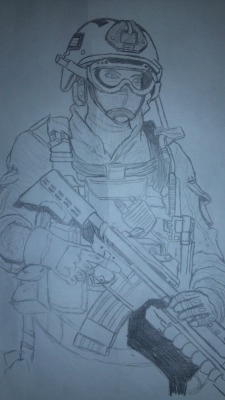 midnight-wolf321:  Here is my first update on my new call of duty drawing. Its not even close to being finished yet though. Have a lot more to add. And follow me if you want to. I need more followers and I tend to follow back.