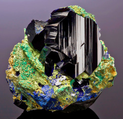 mineralia:  Azurite and Malachite from Namibia by Exceptional Minerals 