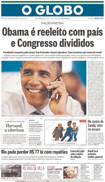 Porn Pics Obama reelected (O Globo - Brazil)