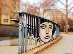 Perspective street art on a railing &hellip; that is one talented artist