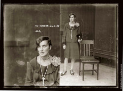Mug shot of Fay Watson, 24 March 1928, Central Police Station, Sydney. Special Photograph no. D6, (Drug Bureau Photograph). Although no record for Fay Watson is found in the NSW Police Gazette for 1928, the Sydney Morning Herald (26 March 1928, p. 12)