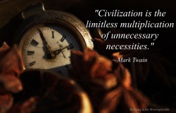 Birdsong-In-The-Morning:   ”Civilization Is The Limitless Multiplication Of Unnecessary