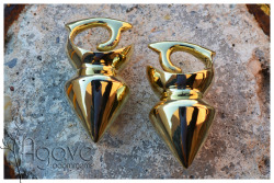 agaveadornments:  Pictured above is our newest addition to our brass collection.  Traditional Dayak Pear weights in high polish yellow brass. Wholesale only agaveadornments@gmail.com to add these (and other fine jewels) to your jewelry case   
